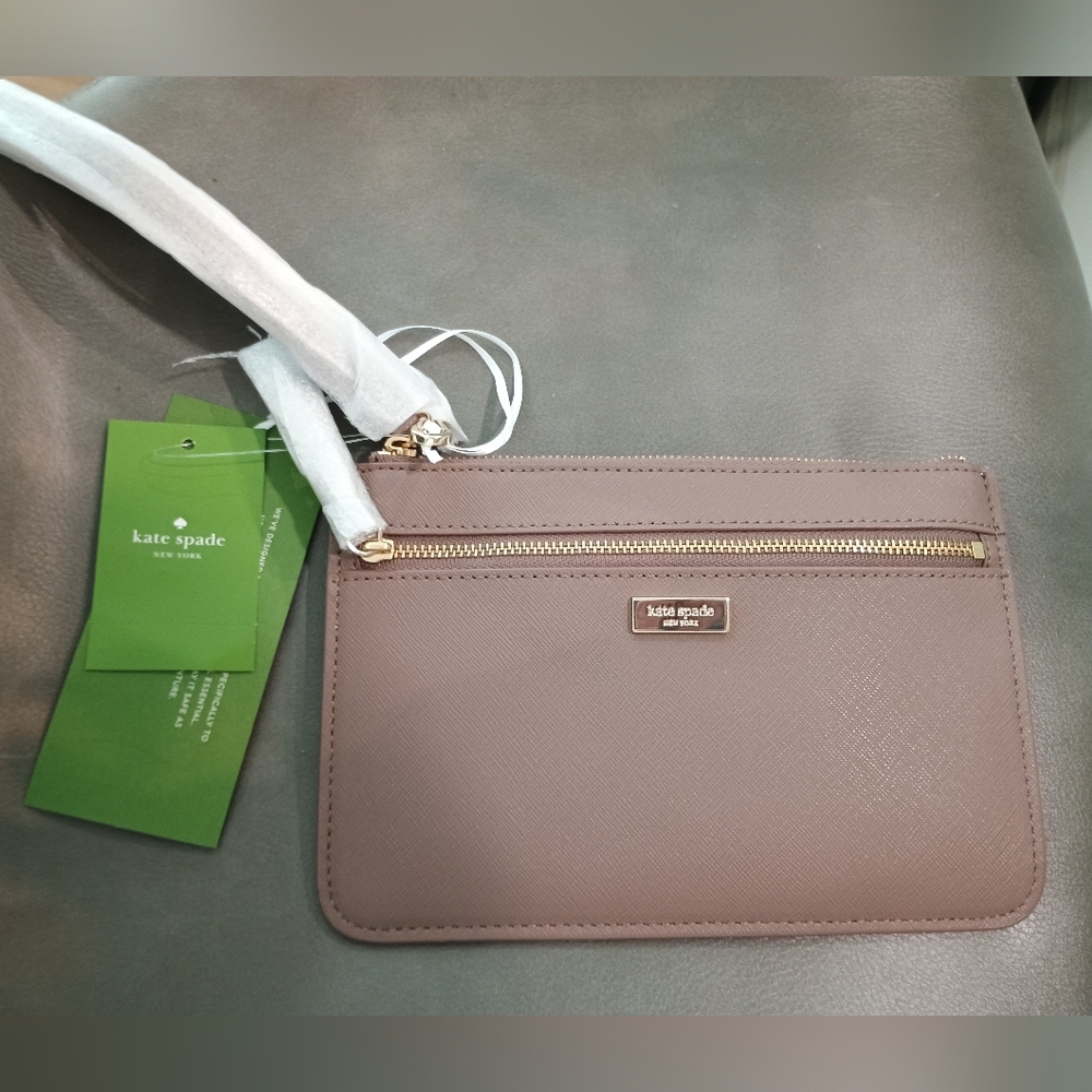 NWT Kate Spade Laurel Way Saffiano Pink Beige Wristlet